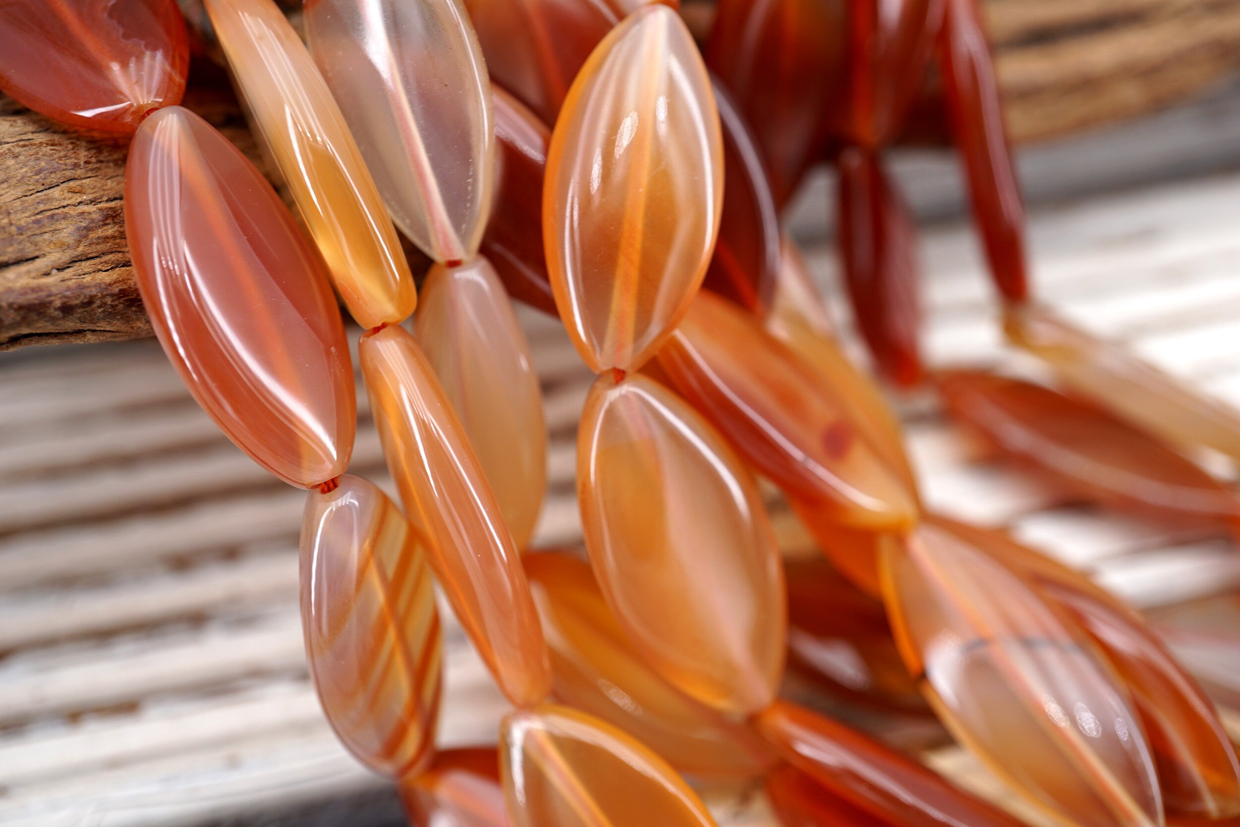 Carnelian Marquise Gemstone Beads, 16 Inch Strand  (etb01713)
