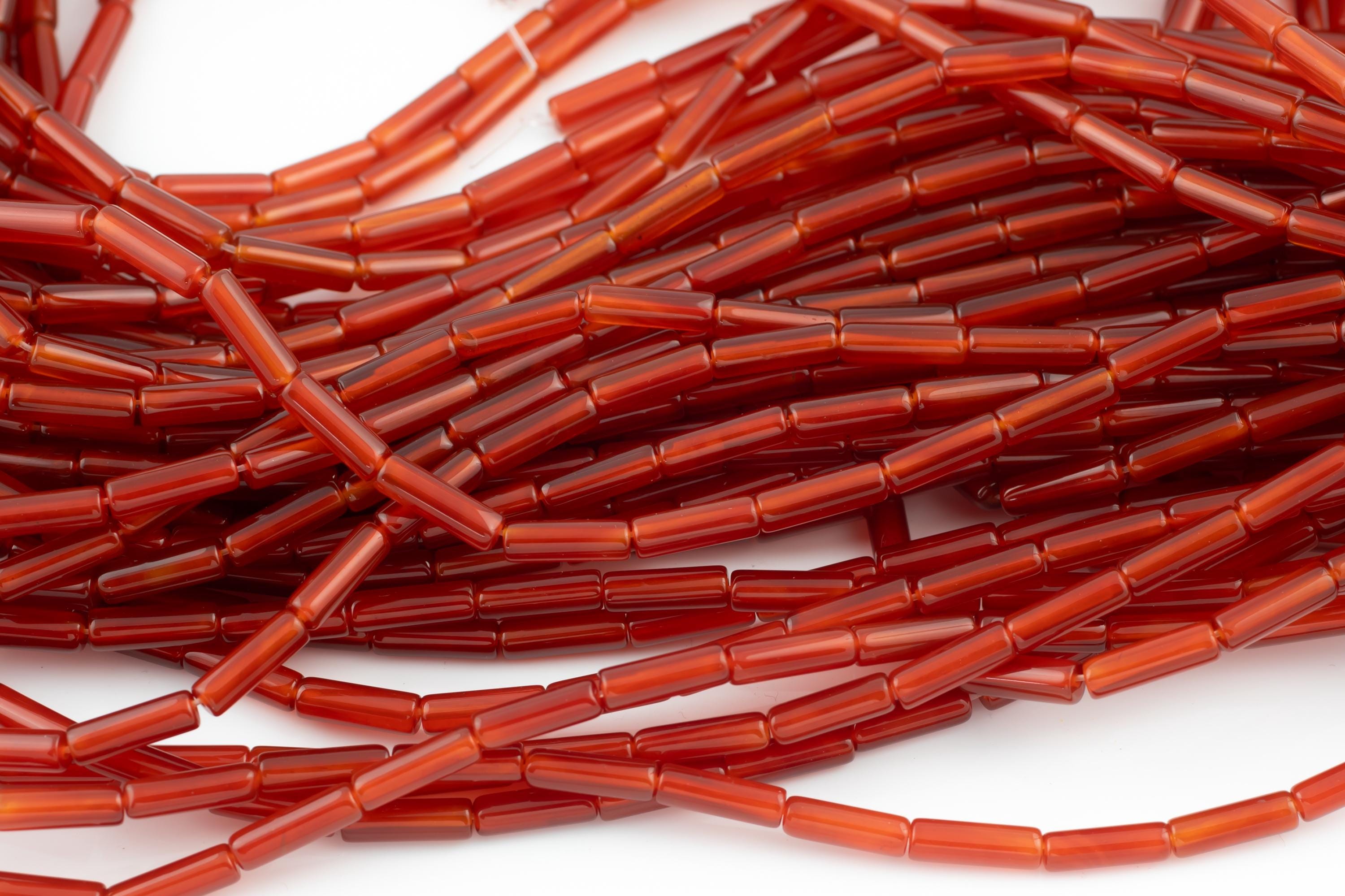 Natural Carnelian Beads Tube Tubular Beads 15.5" 4x13mm