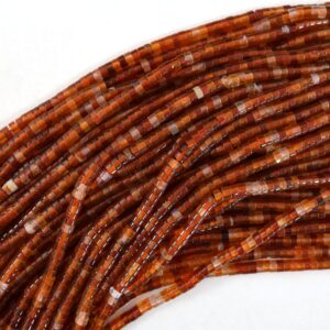 Natural Orange Red Carnelian Heishi Disc Beads 15.5" Strand 2x4mm 3x6mm