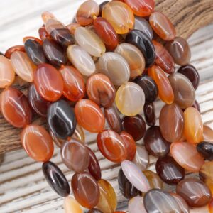 Carnelian Oval Beads 8-12mm, Polished Gemstone Strand