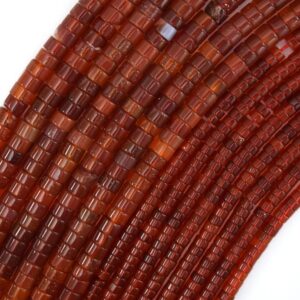 Red Carnelian Heishi Disc Beads Gemstone 15.5" Strand 2x4mm 3x6mm