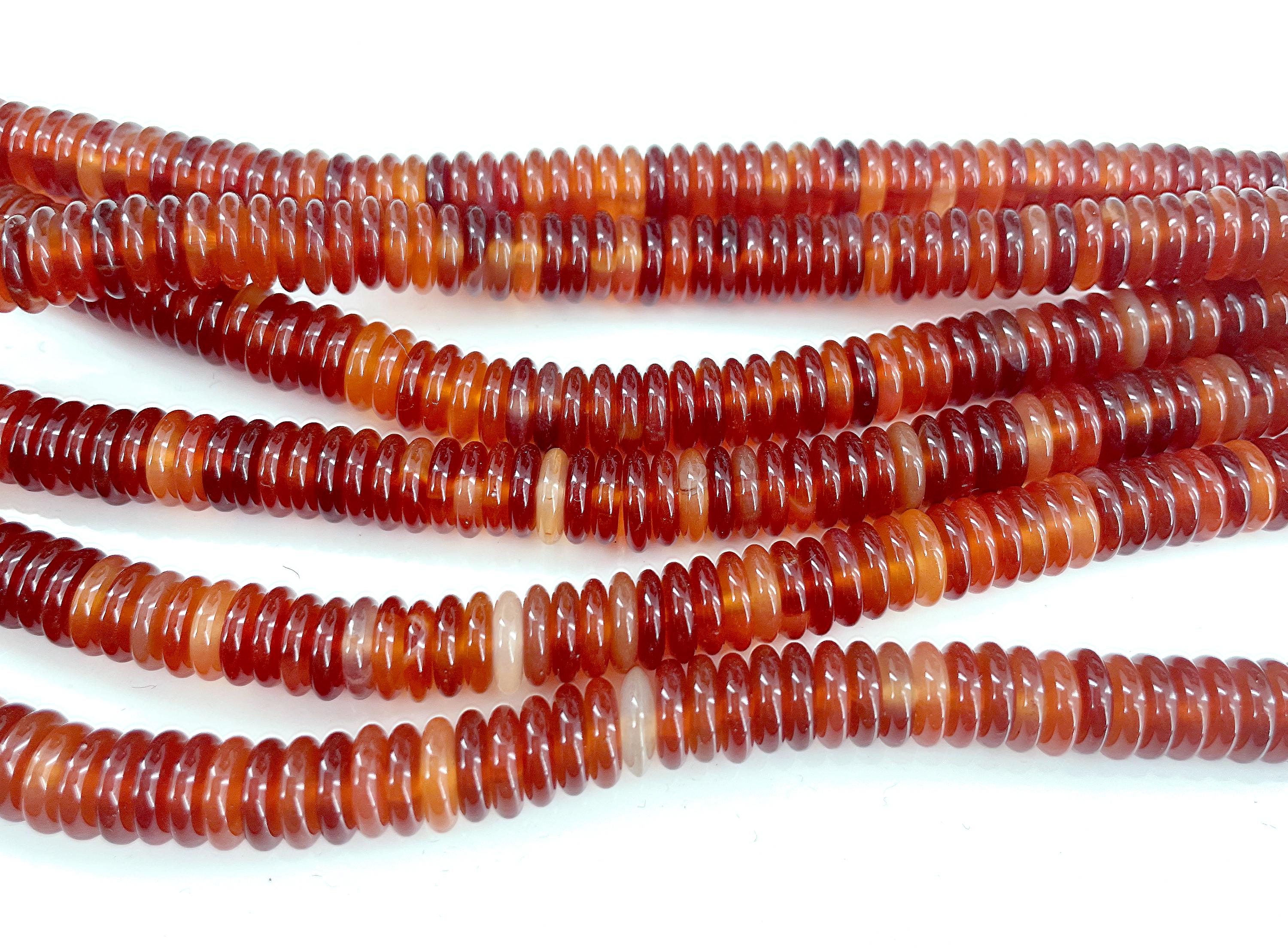Sunset Red Carnelian Abacus Beads - Red Gemstone Spacer Beads - 2x8mm Jewelry Beads - Red Jewelry Beads - Beading Material - 15 Inch