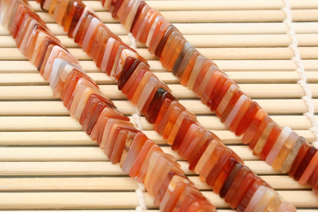 Carnelian Triangle Beads 11-12mm (etb01041) Warmth/happiness/peace/inner Strength
