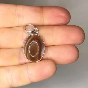 Banded Carnelian Pendant - Sterling Silver - August Birthstone - Birthstone Jewelry - Healing Crystal Necklace with Genuine Carnelian