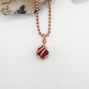Carnelian Cube Necklace, Copper Wire Wrapped Carnelian Pendant, Carnelian Jewelry, Crystal Necklace