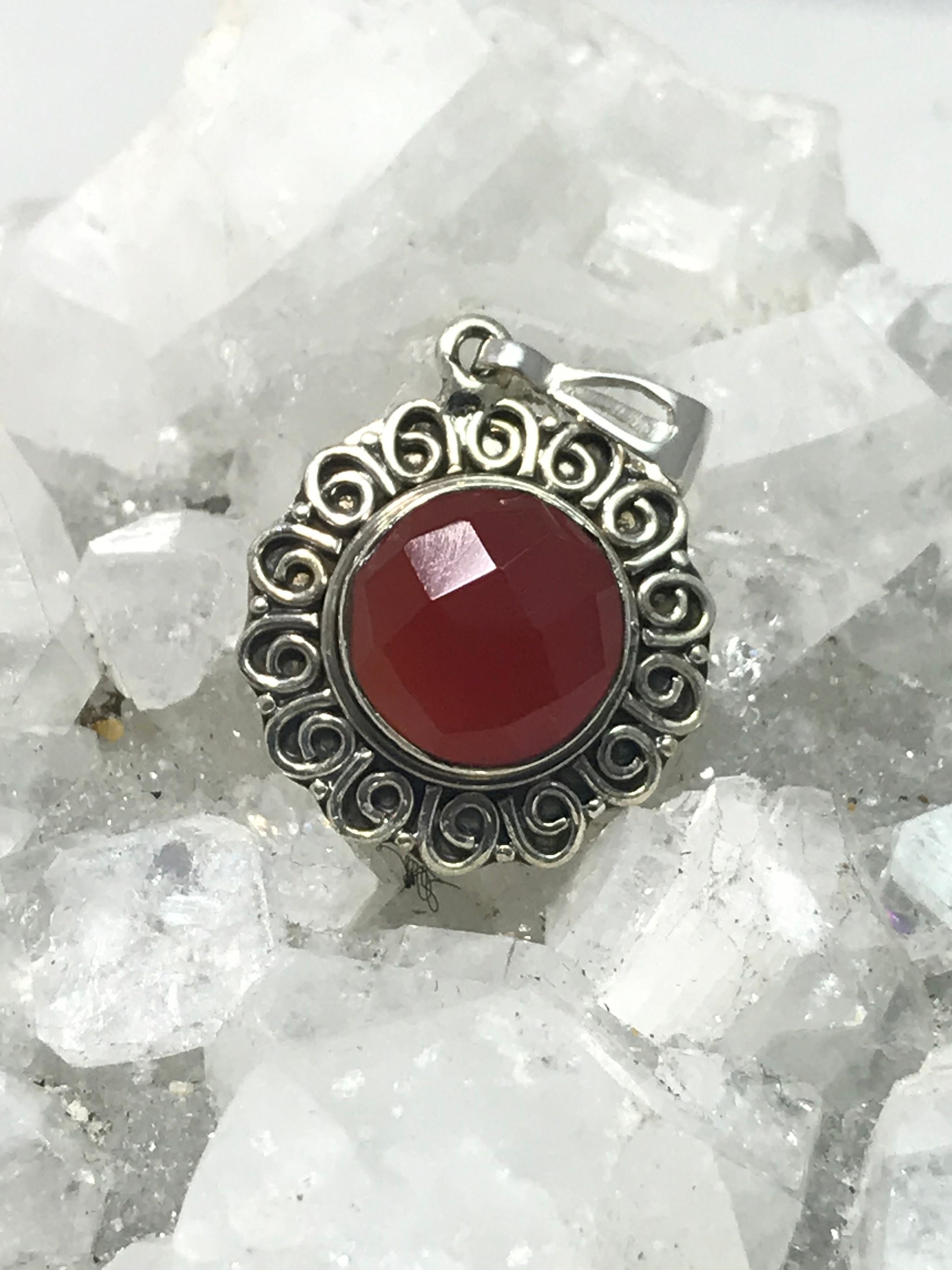Delicate Faceted Carnelian Pendant