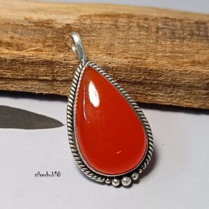 Handmade Carnelian 925 Sterling Silver Pear Pendant Necklace