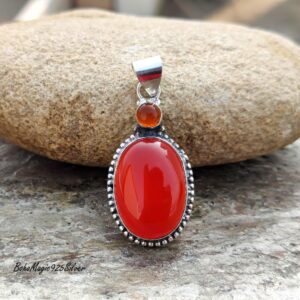 Handmade Carnelian 925 Sterling Silver Pendant Necklace Handmade Carnelian 925 Sterling Silver Pendant Necklace