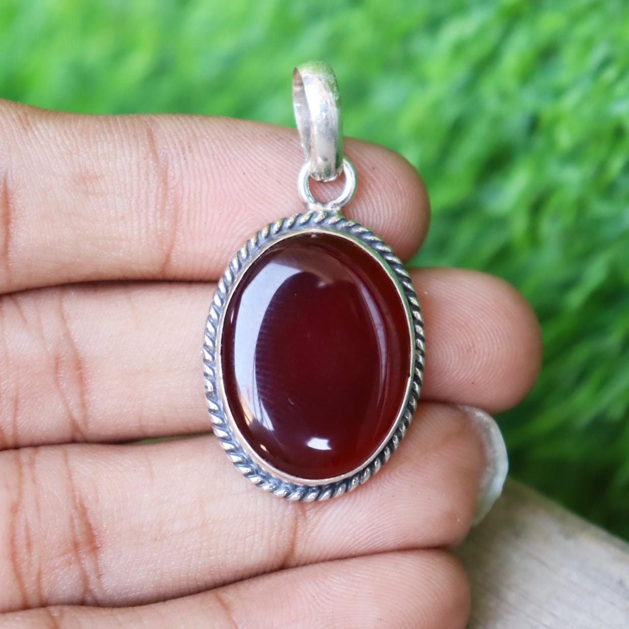 Handmade Deep Red Carnelian Pendant: Sterling Silver Boho Jewelry Handmade Deep Red Carnelian Pendant: Sterling Silver Boho Jewelry