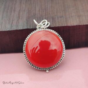 Handmade Carnelian Pendant Necklace: 925 Sterling Silver Gemstone