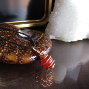 Minimalist Carnelian Necklace, Copper Wire Wrapped Pendant