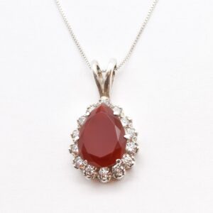 Carnelian Pendant, Natural Carnelian, Large Red Necklace, Princess Diana Necklace, Red Teardrop Necklace, Statement Pendant, Adina Stone