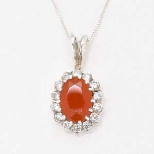Carnelian Pendant, Natural Carnelian, Red Princess Necklace, Large Red Necklace, Victorian Necklace, Formal Party Necklace, Adina Stone