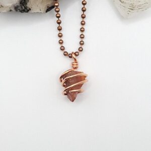 Carnelian Necklace, Copper Wire Wrapped Carnelian Pendant, Carnelian Jewelry, Crystal Necklace