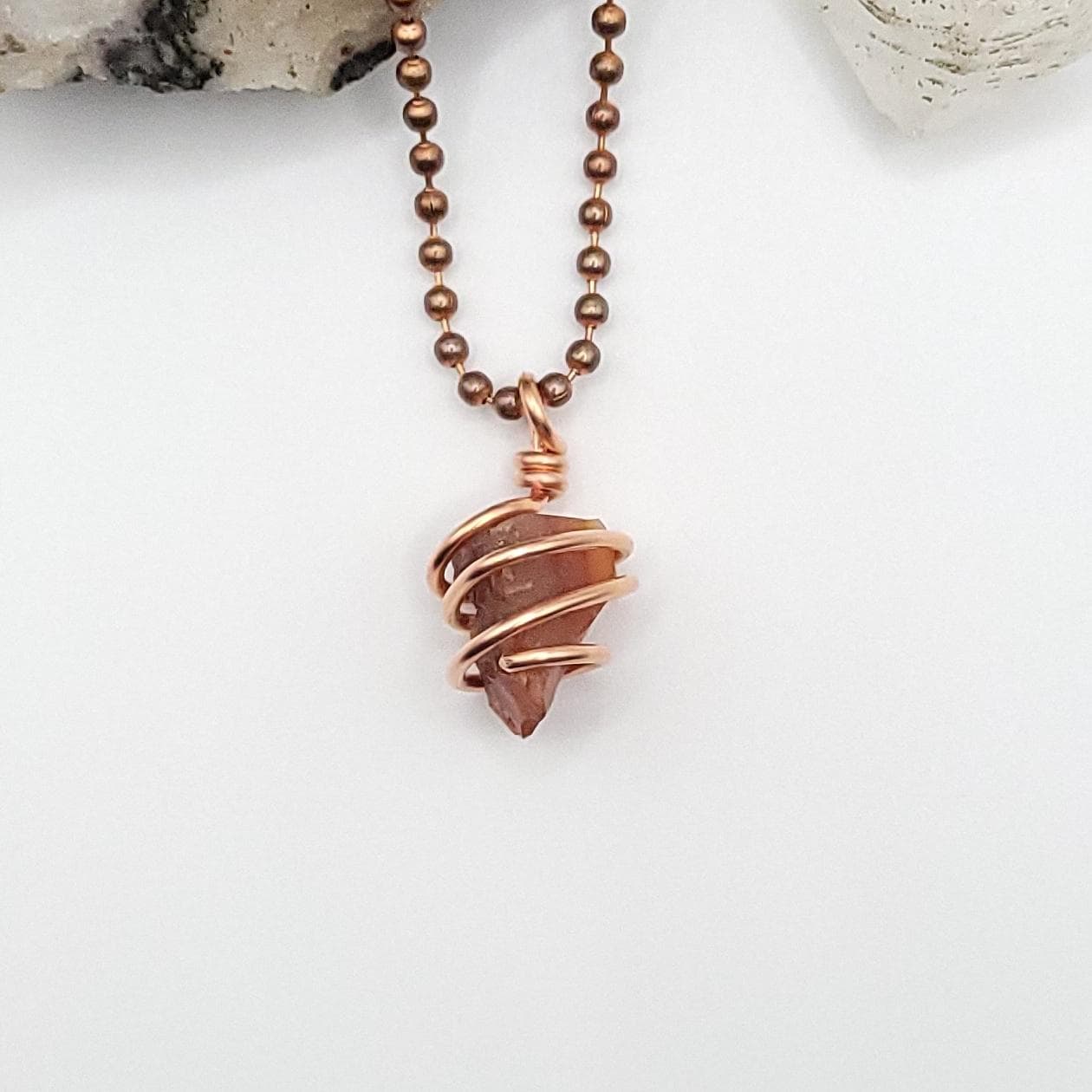 Carnelian Necklace, Copper Wire Wrapped Carnelian Pendant, Carnelian Jewelry, Crystal Necklace