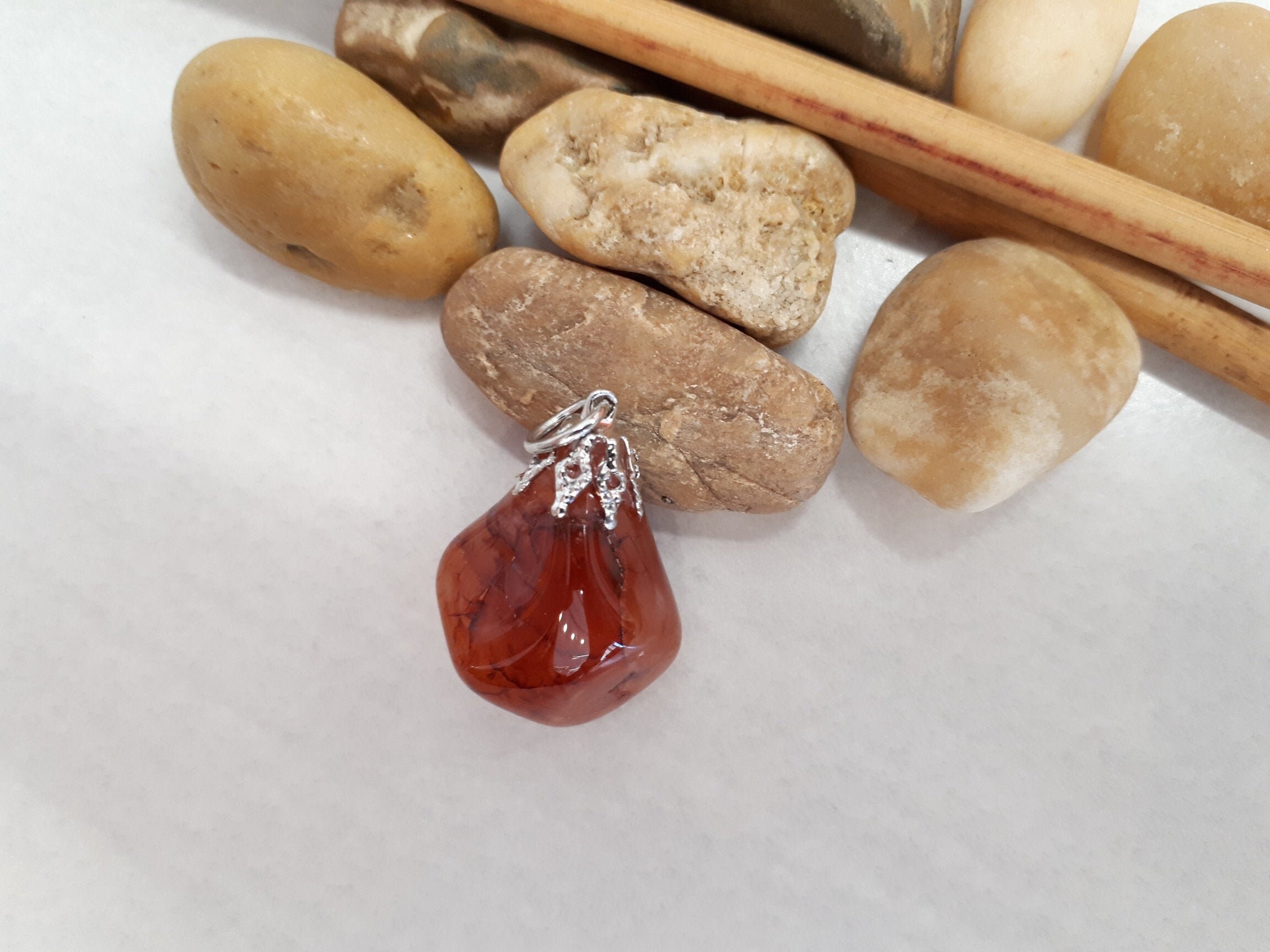 Carnelian Pendant Necklace - Natural Carnelian Jewelry - Carnelian Crystal Necklace For Women - Carnelian Charm - Birthstone Necklace