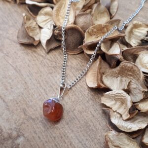 Carnelian Pendant Necklace - Carnelian With Silver Cap - Natural Carnelian Jewelry - Carnelian Crystal Necklace For Women - Carnelian Charm