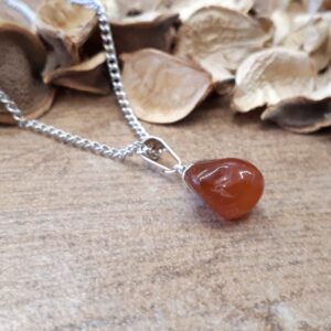 Carnelian Pendant Necklace - Carnelian With Silver Cap - Carnelian Crystal Necklace For Women - Carnelian Charm - Natural Carnelian Jewelry