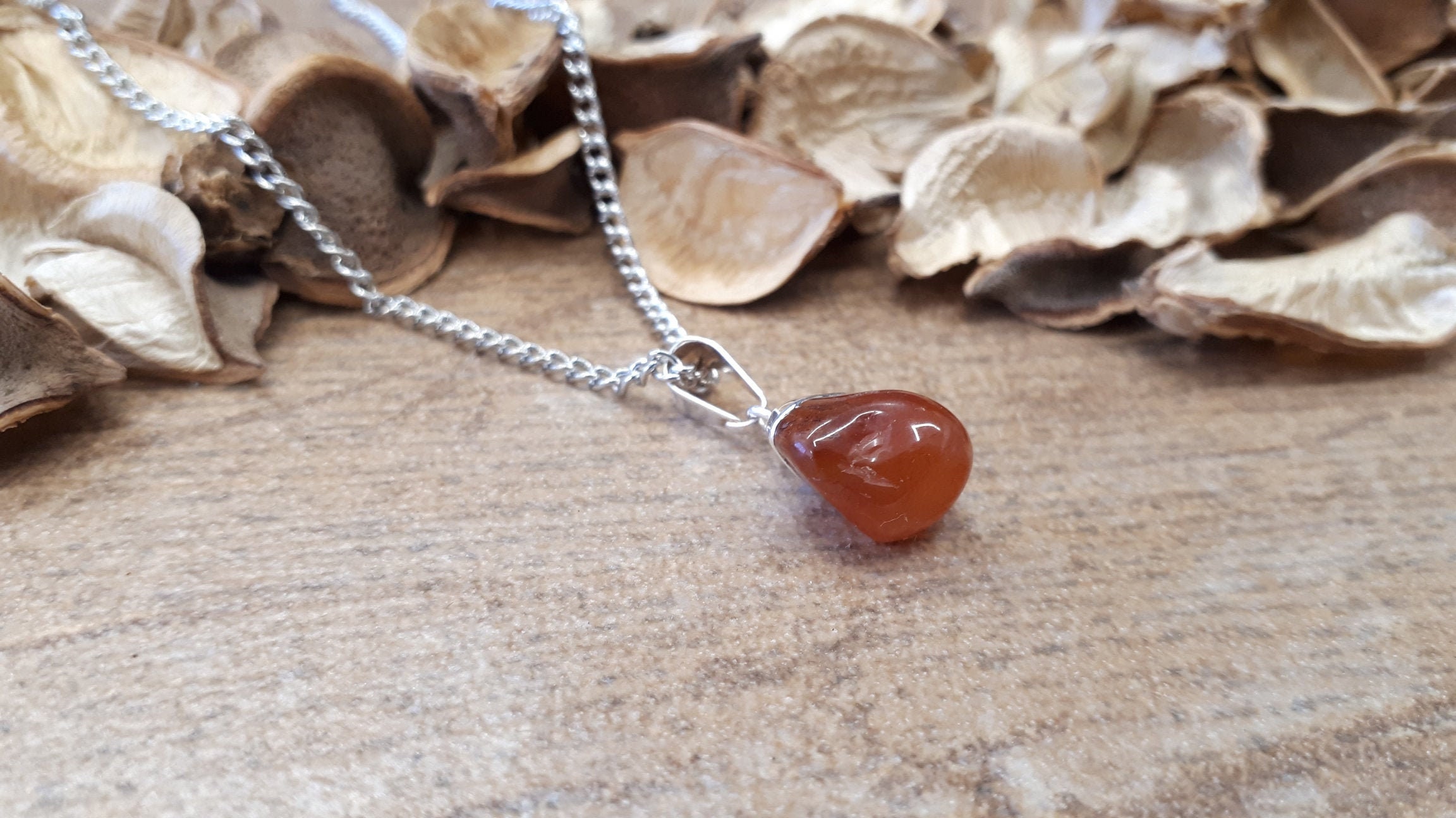 Carnelian Pendant Necklace - Carnelian With Silver Cap - Carnelian Crystal Necklace For Women - Carnelian Charm - Natural Carnelian Jewelry