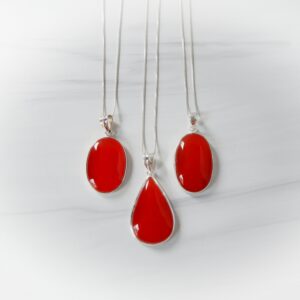 Carnelian Necklace Sterling Silver • Large Carnelian Pendant • Oval Red Carnelian Necklace • Sterling Red Carnelian Gemstone Necklace