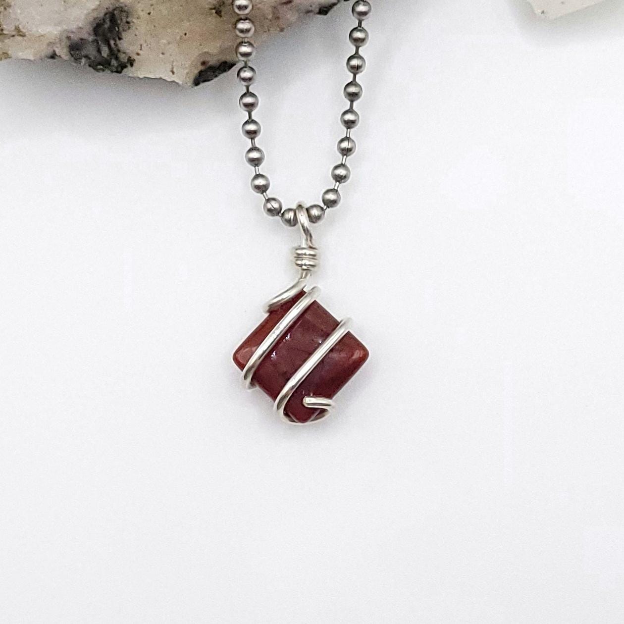 Carnelian Necklace, Sterling Silver Wire Wrapped Carnelian Pendant, Carnelian Jewelry, Crystal Necklace