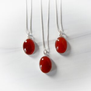 Carnelian Necklace Sterling Silver • Carnelian Pendant • Oval Red Carnelian Necklace • Sterling Red Carnelian Gemstone Necklace • Great Gift