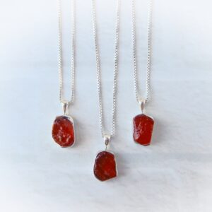Carnelian Necklace Sterling Silver • Genuine Natural Carnelian Pendant