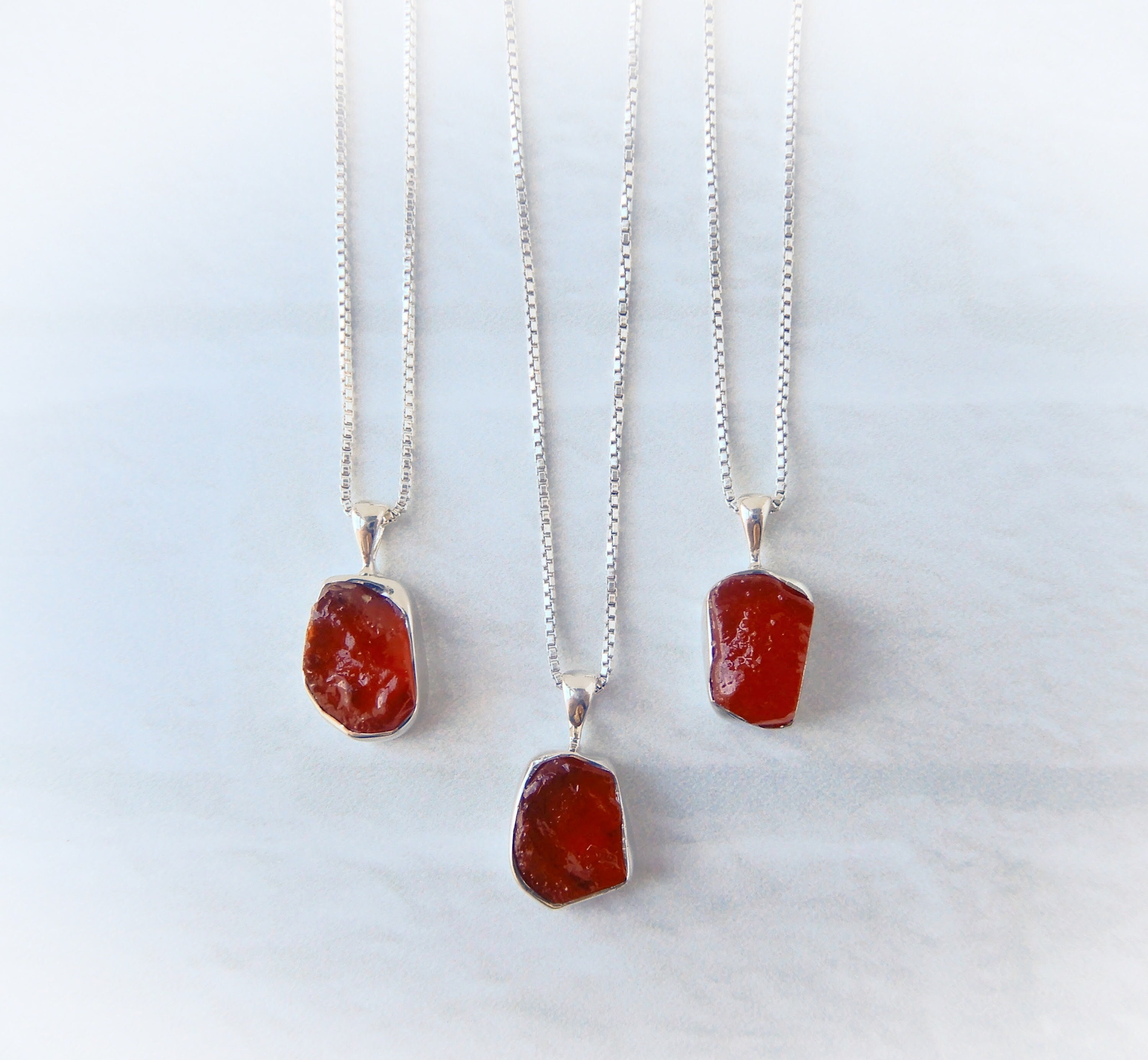 Carnelian Necklace Sterling Silver • Genuine Natural Carnelian Pendant