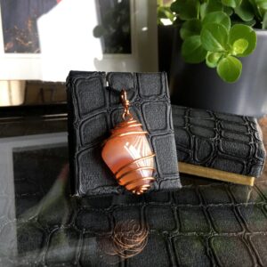 Carnelian Pendant Necklace: Wire Wrapped Gemstone Jewelry