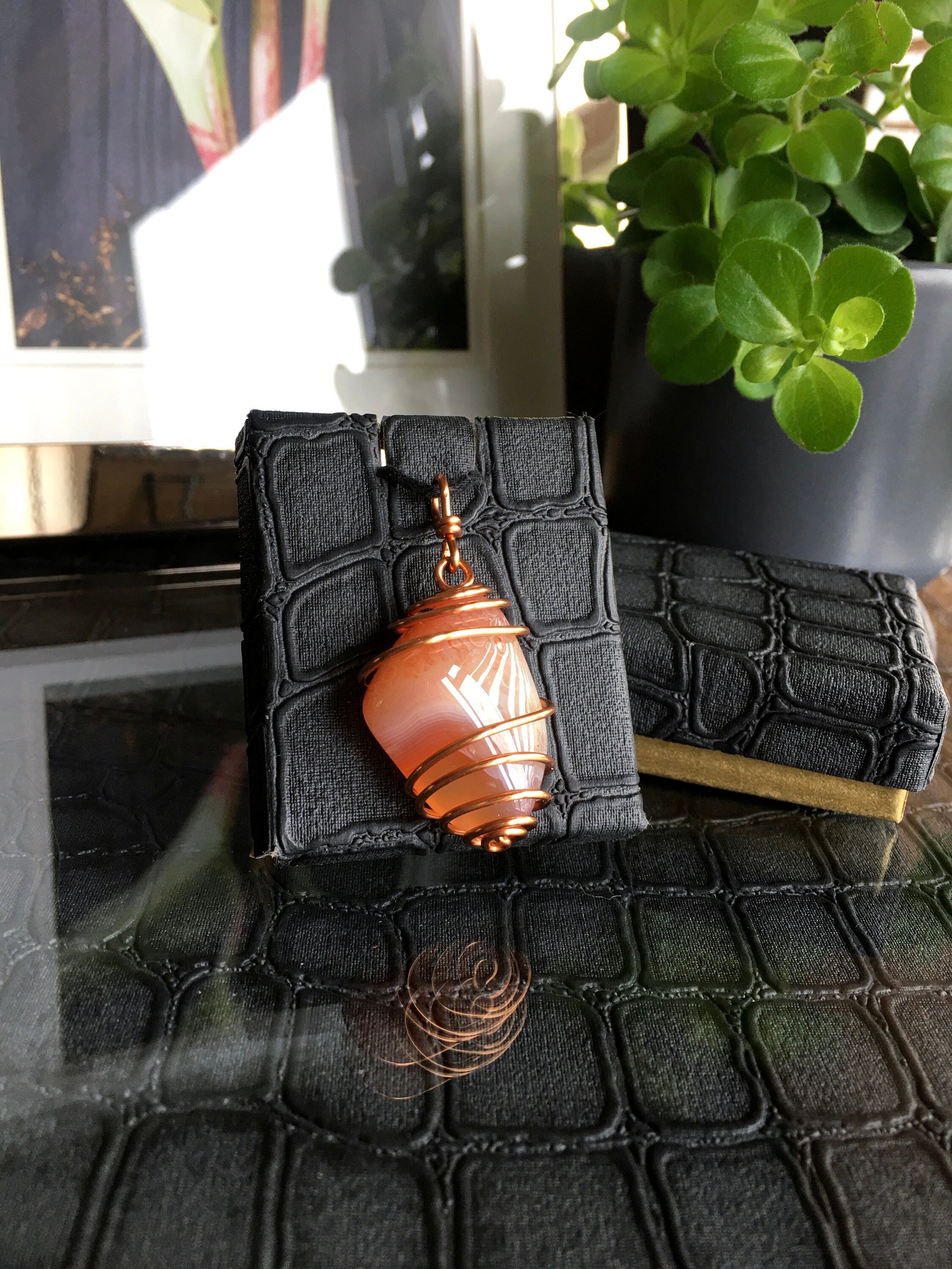 Carnelian Pendant Necklace: Wire Wrapped Gemstone Jewelry