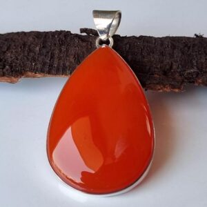 Red Carnelian Teardrop Pendant: Sterling Silver Boho Healing Necklace