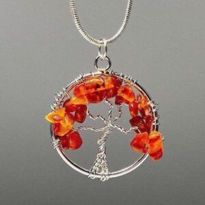 Carnelian Tree Of Life Pendant With Free Chain