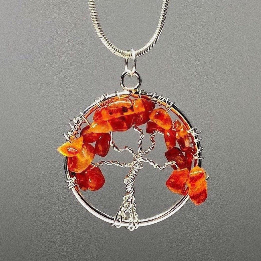 Carnelian Tree Of Life Pendant With Free Chain