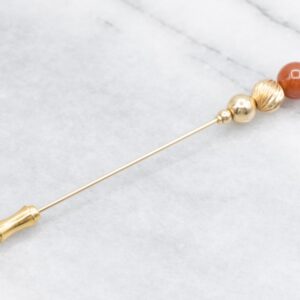 Antique Carnelian 10K Gold Stick Pin, Estate Jewelry