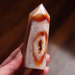 Druzy Carnelian Tower | Carnelian + Quartz Crystal Point