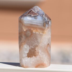 Unique Carnelian & Druzy Quartz Tower