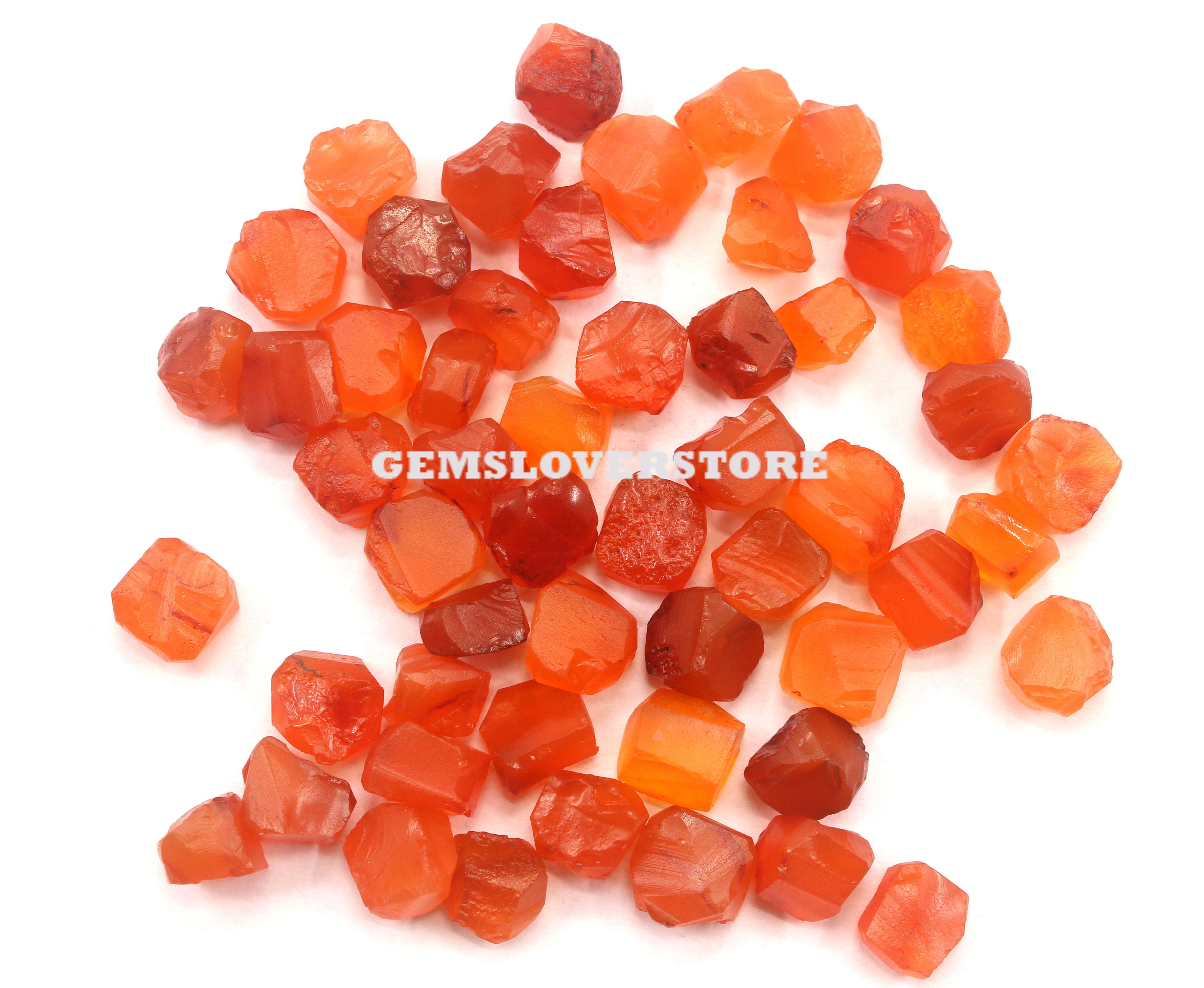 25 Untreated Carnelian Raw Gemstones: Natural Orange Rough Crystals (8-10 Mm)