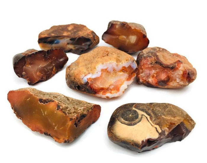 Raw Carnelian Crystal Nodule : Broken Open Pebble Natural Druzy Combination (35-50mm)