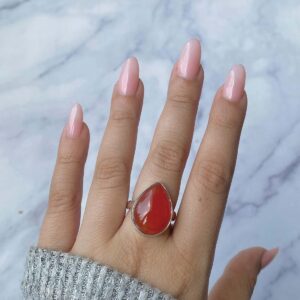 Carnelian Adjustable Ring / 925 Sterling Silver / Healing Gemstone / Gifts for her / Oval Cab / Carnelian Jewelry / Statement Ring CRL-R-17. Carnelian Adjustable Ring / 925 Sterling Silver / Healing Gemstone / Gifts for her / Oval Cab / Carnelian Jewelry / Statement Ring CRL-R-17.