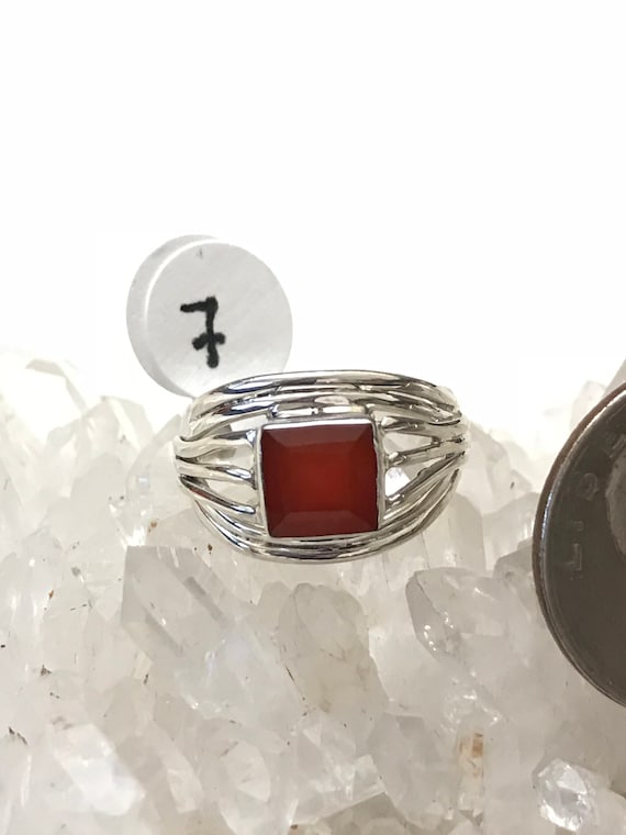 Faceted Carnelian Ring, Size 7 Faceted Carnelian Ring, Size 7