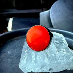 Carnelian Ring, Full Moon Ring, Orange Stone Ring, Statement Ring, Gift For Her