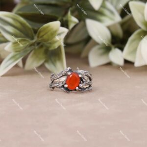 Carnelian Gemstone Ring, 925 Sterling Silver, Handmade Statement Jewelry For Women. Carnelian Gemstone Ring, 925 Sterling Silver, Handmade Statement Jewelry For Women.