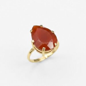 Gold Carnelian Ring, Natural Carnelian, Red Cocktail Ring, Gold Teardrop Ring, Statement Pear-shaped Ring, Faceted Gem Ring, Rare By Adina Gold Carnelian Ring, Natural Carnelian, Red Cocktail Ring, Gold Teardrop Ring, Statement Pear-shaped Ring, Faceted Gem Ring, Rare By Adina
