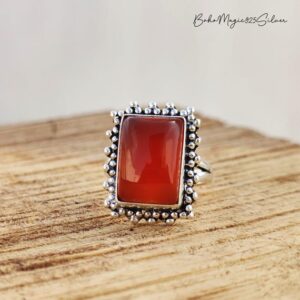 Handmade Carnelian Ring: 925 Sterling Silver Gemstone Jewelry Handmade Carnelian Ring: 925 Sterling Silver Gemstone Jewelry