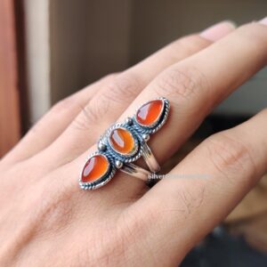 Handmade Red Carnelian Ring: 925 Sterling Silver, Designer Gemstone Handmade Red Carnelian Ring: 925 Sterling Silver, Designer Gemstone