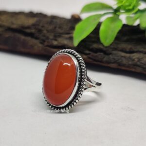Natural Carnelian Ring: 925 Sterling Silver Boho Statement Jewelry Natural Carnelian Ring: 925 Sterling Silver Boho Statement Jewelry