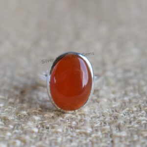 Natural Carnelian Ring, Handmade 925 Sterling Silver Ring, Gift For Her, Designer Oval Ring-natural Stone, Promise Ring