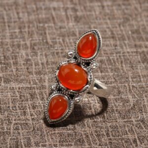 Natural Carnelian Sterling Silver Ring: Orange Gemstone Statement Jewelry Natural Carnelian Sterling Silver Ring: Orange Gemstone Statement Jewelry