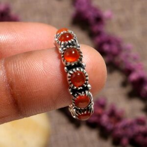 Natural Carnelian Sterling Silver Ring: Orange Gemstone Jewelry Natural Carnelian Sterling Silver Ring: Orange Gemstone Jewelry