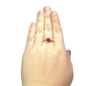 Orange Carnelian Stone .999 Fine Silver Wire Wrapped Ring